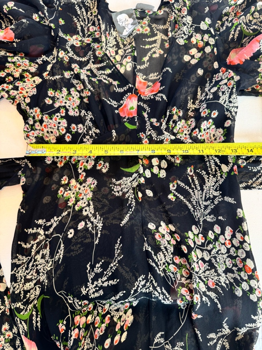 Girls From Savoy Anthropologie Sz 0 Dress Black Floral Sheer Silk Chiffon Gatsby - Picture 15 of 16